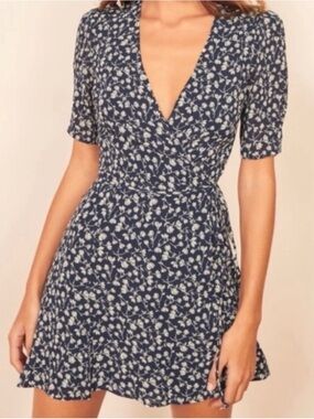 Reformation Lucky Floral Wrap Dress